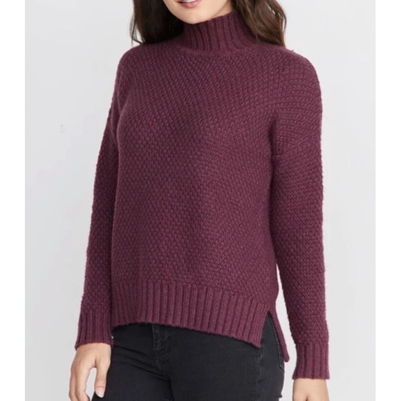 Marine Layer Sweaters - Marine Layer Julie‎ Turtleneck Sweater Burgundy Textured Knit Size Small FLAW